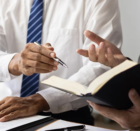 Two business professionals discussing